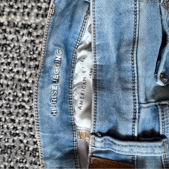American Eagle Outfitters Jegging High Rise 8 reg Skinny Jeans Distressed EUC - Picture 7 of 10